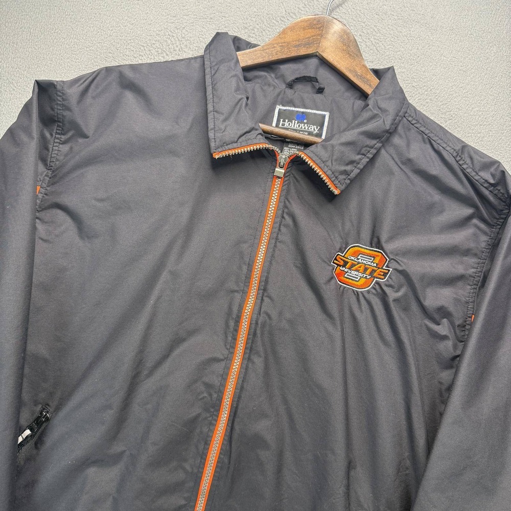 Oklahoma State University Jacket Holloway L Black/Orange Nylon Windbreaker OSU